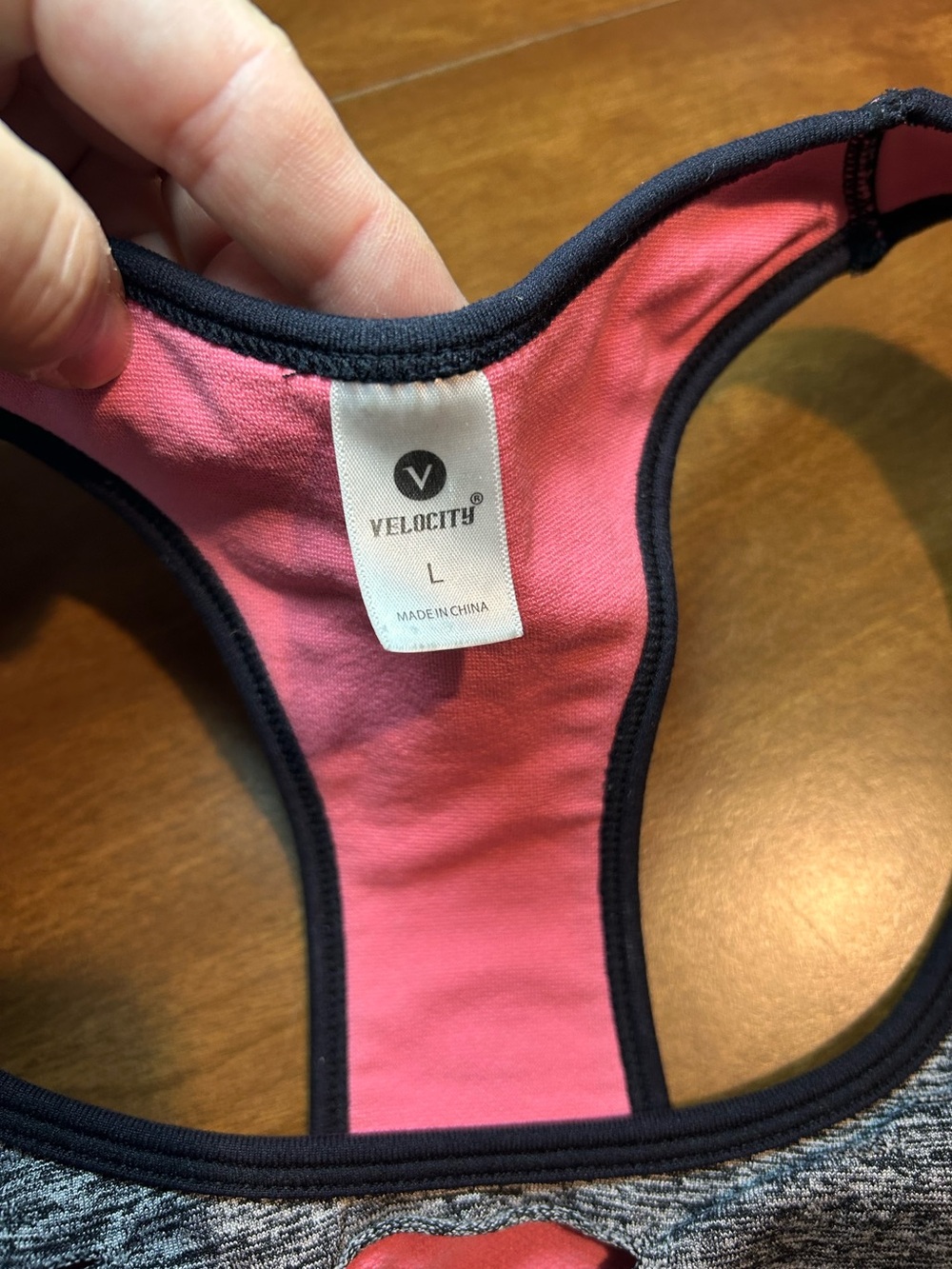 Velocity Pink and Gray Seamless Racerback Sports Bra - Picture 3 of 7
